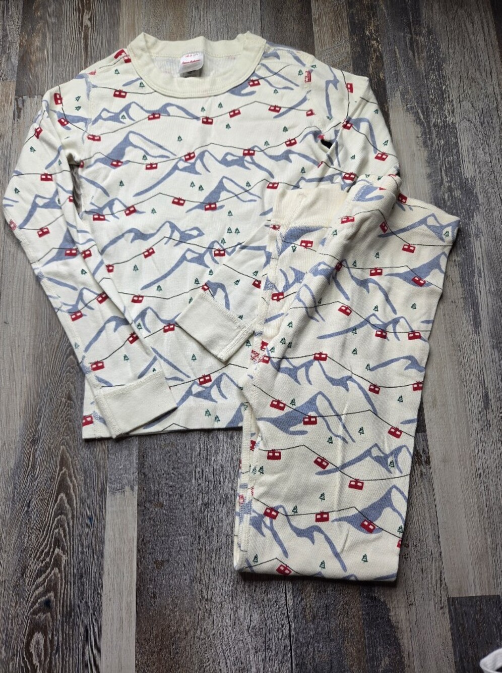 Hanna Andersson HannaJams Size 8 Ski Lift Mountain Print Pajamas PJs Sleepwear